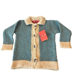 Girl Irish Knit Wool Cardigan Sweater by West End Ireland Size 4 5 NWT